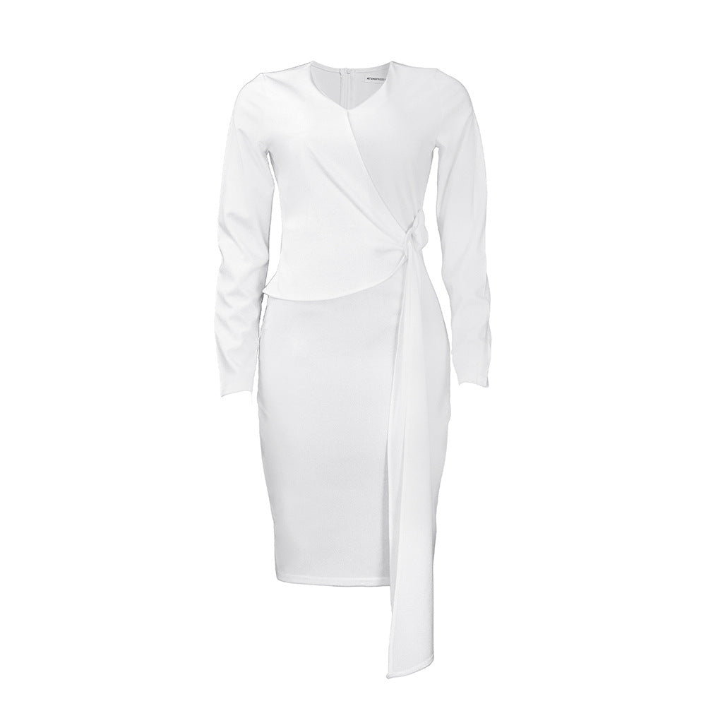 Women Dress Fashion plus Size V-neck Long-Sleeve Dress